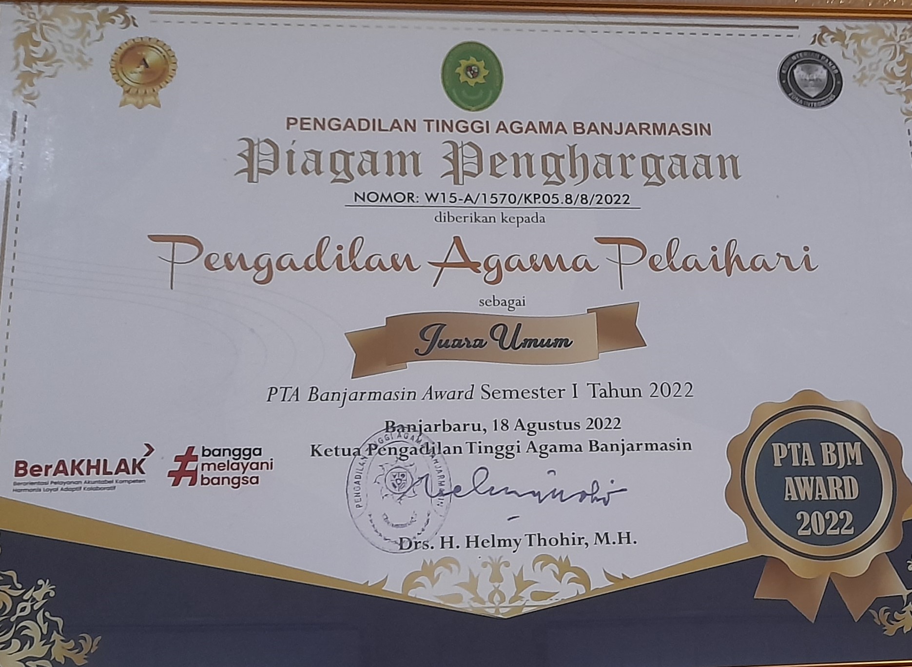 Juara Umum PTA Award SM1 2022